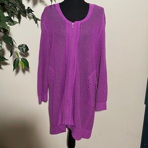 CJ Banks mesh sweater with zipper. Size 3X